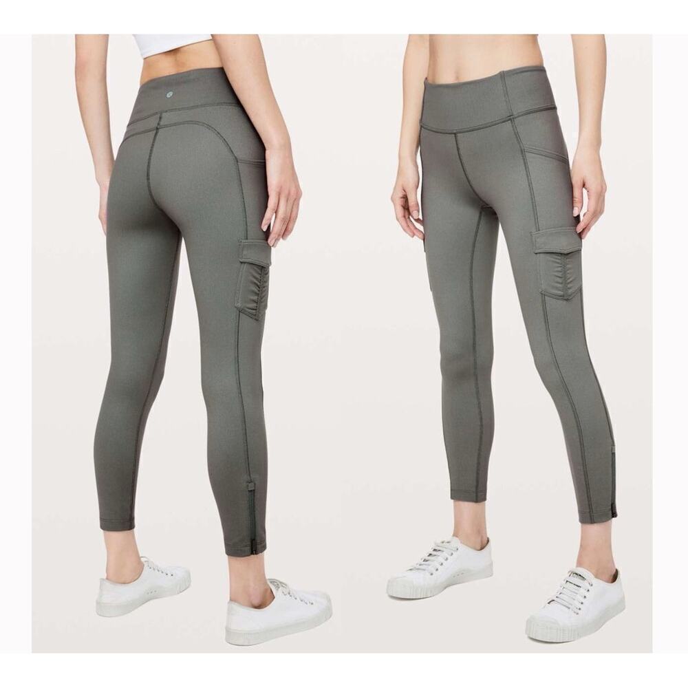 Lululemon Womens Scenic Route 7/8 Tight *25" Size 12 Grey Sage Running Hiking